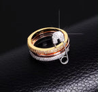 Safety Pin Ring Set – Triple Band with Crystal Pavé