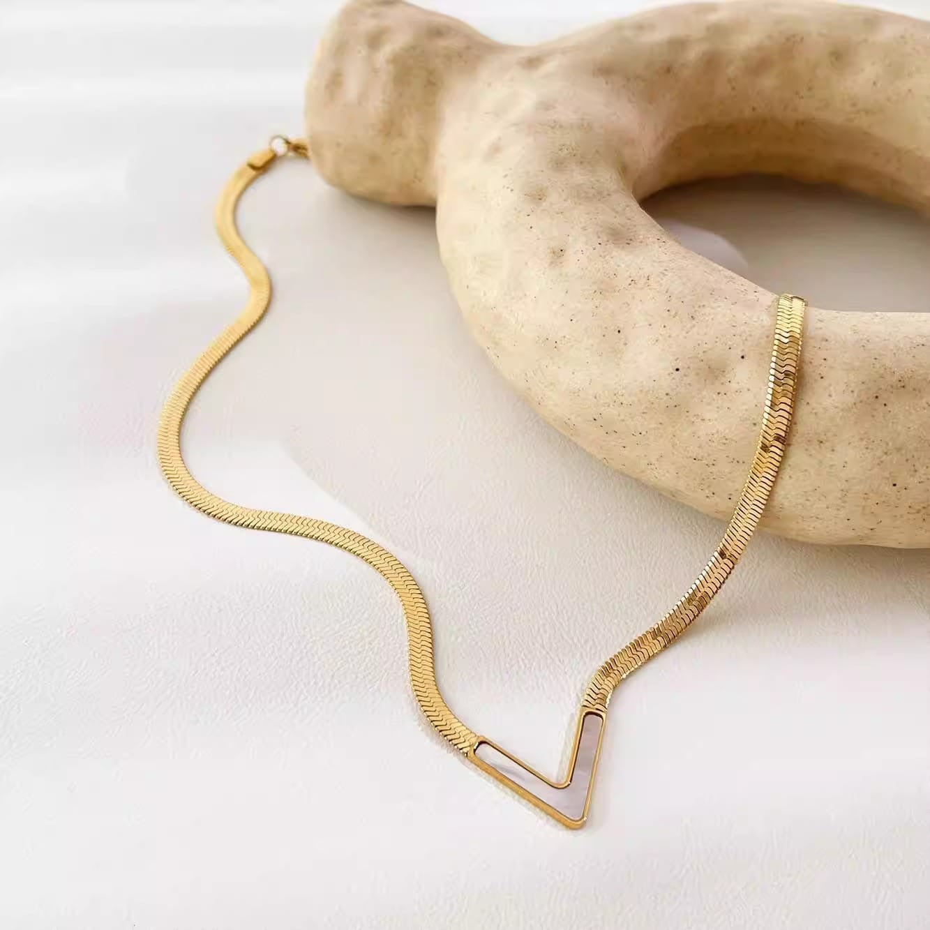 V-Shape Herringbone Chain Necklace