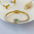 Crystal Snake Bangle – 18K Gold Plated CZ Diamond Cuff Bracelet