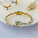 Crystal Snake Bangle – 18K Gold Plated CZ Diamond Cuff Bracelet