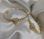 Luxe Pavé Heart & Round Adjustable Bangles (Pair)