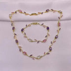 Elegant Crystal Branch Jewelry Set | Waterproof Stainless Steel Necklace & Bracelet