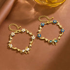 Floral Bow Bracelet – Crystal Flower & Bow Charm Gold Chain