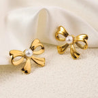 Cute Bow Pearl Earrings