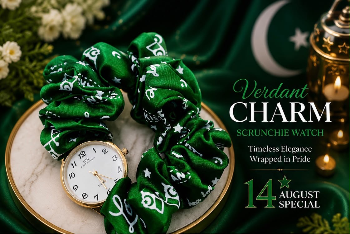 Verdant Charm Scrunchie Watch – 14th August Special