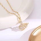 Crystal Swan Necklace – Gold Plated Zirconia Pendant