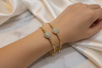 Gold Heart Bangle — Elegant Wrist Shot
