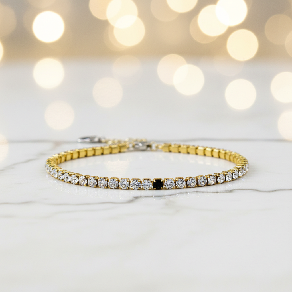 Rhinestone Tennis Bracelet – Stainless Steel