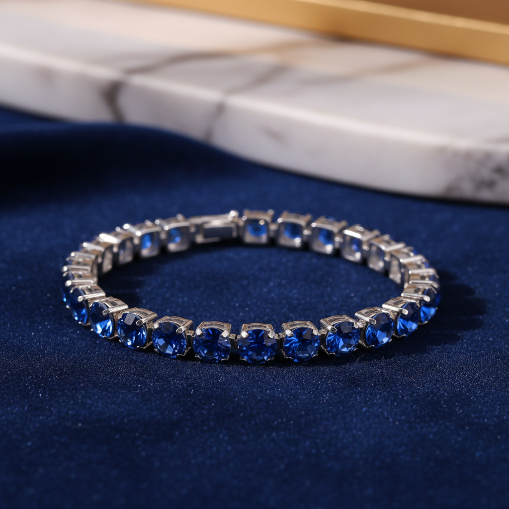Rhinestone Tennis Bracelet – Stainless Steel