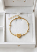 Gold Heart Charm Snake Chain Bracelet