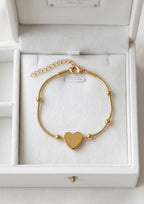Gold Heart Charm Snake Chain Bracelet