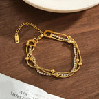 Layered Tennis & Bead Gold Bracelet