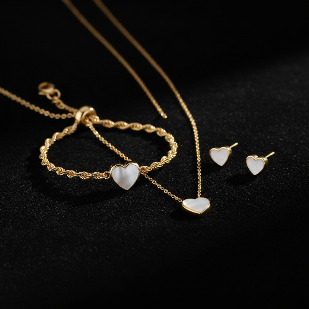 White Heart Jewelry Set